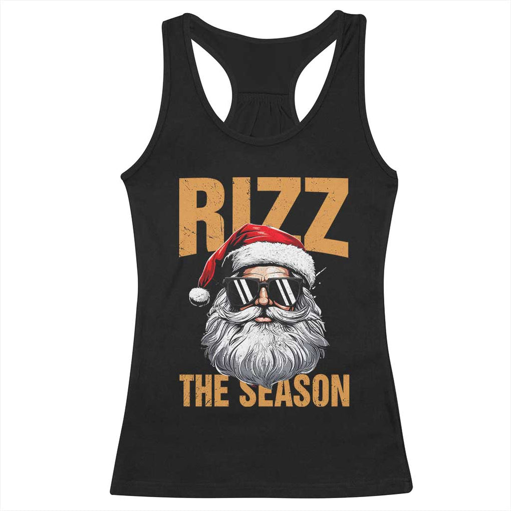 Funny Santa Rizz Christmas Racerback Tank Top Rizz The Season TS02 Black Print Your Wear