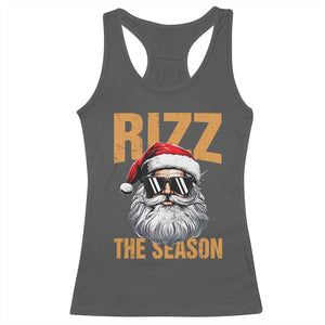 Funny Santa Rizz Christmas Racerback Tank Top Rizz The Season TS02 Dark Heather Print Your Wear