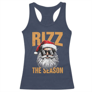 Funny Santa Rizz Christmas Racerback Tank Top Rizz The Season TS02 Navy Print Your Wear