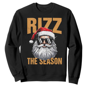 Funny Santa Rizz Christmas Sweatshirt Rizz The Season TS02 Black Print Your Wear