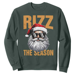 Funny Santa Rizz Christmas Sweatshirt Rizz The Season TS02 Dark Forest Green Print Your Wear