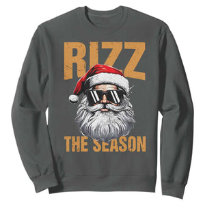 Funny Santa Rizz Christmas Sweatshirt Rizz The Season TS02 Dark Heather Print Your Wear