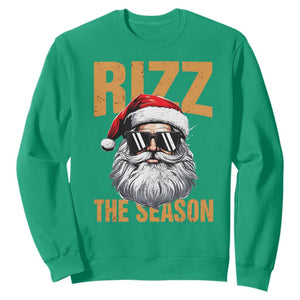 Funny Santa Rizz Christmas Sweatshirt Rizz The Season TS02 Irish Green Print Your Wear