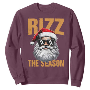 Funny Santa Rizz Christmas Sweatshirt Rizz The Season TS02 Maroon Print Your Wear