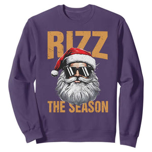 Funny Santa Rizz Christmas Sweatshirt Rizz The Season TS02 Purple Print Your Wear