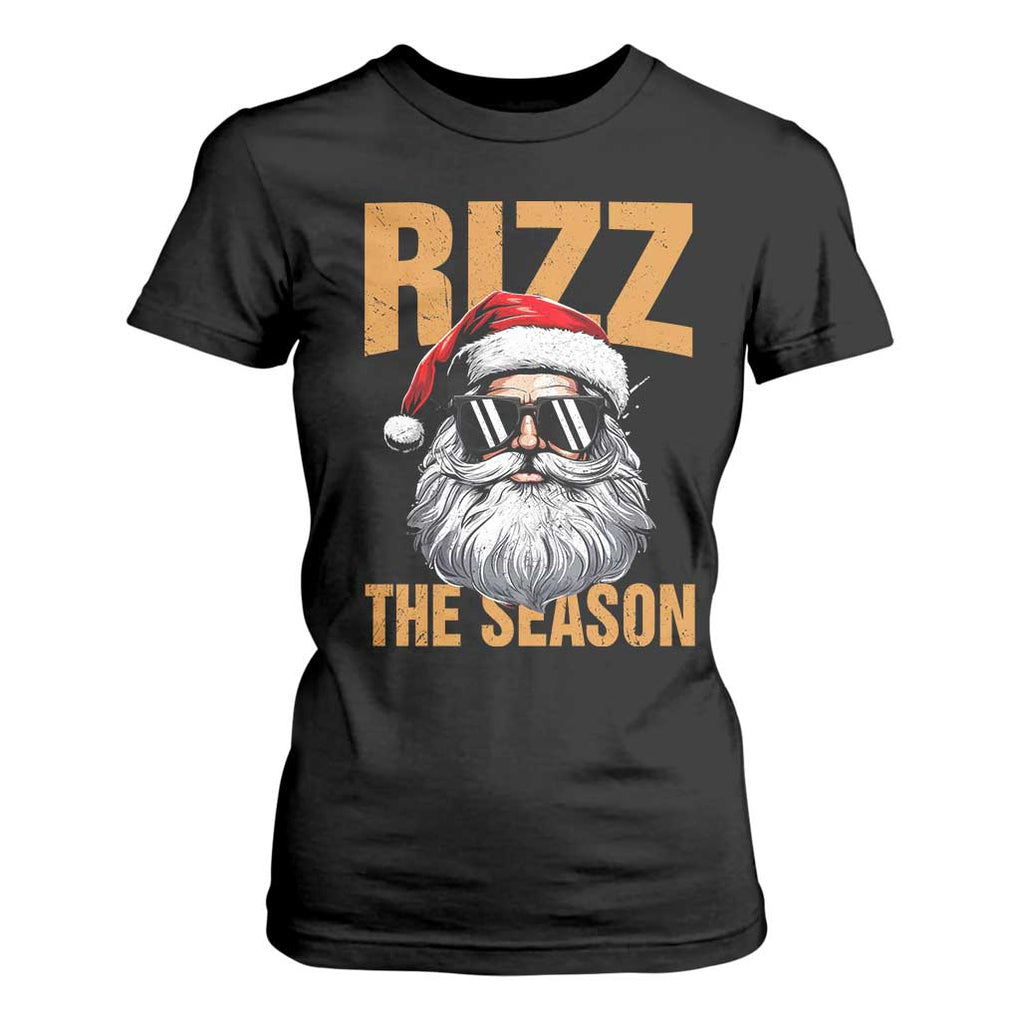 Funny Santa Rizz Christmas T Shirt For Women Rizz The Season TS02 Black Print Your Wear