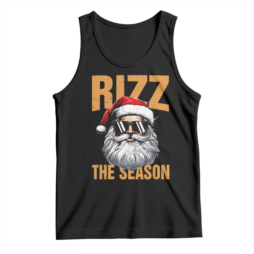 Funny Santa Rizz Christmas Tank Top Rizz The Season TS02 Black Print Your Wear