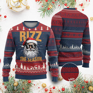 Funny Santa Rizz Xmas Ugly Christmas Sweater Rizz The Season TS02 Burgundy Print Your Wear