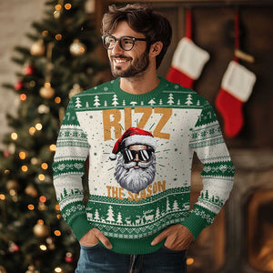 Funny Santa Rizz Xmas Ugly Christmas Sweater Rizz The Season TS02 Green Print Your Wear