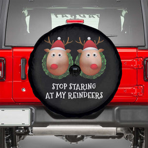 Funny Christmas Chest Joke Spare Tire Cover Stop Staring At My Reindeers Merry Titmas Boobs TS02 Black Print Your Wear