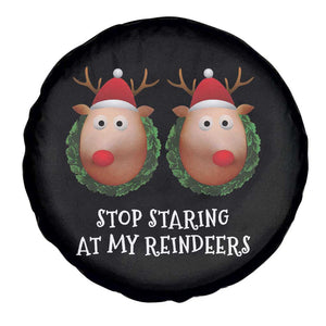 Funny Christmas Chest Joke Spare Tire Cover Stop Staring At My Reindeers Merry Titmas Boobs TS02 Print Your Wear