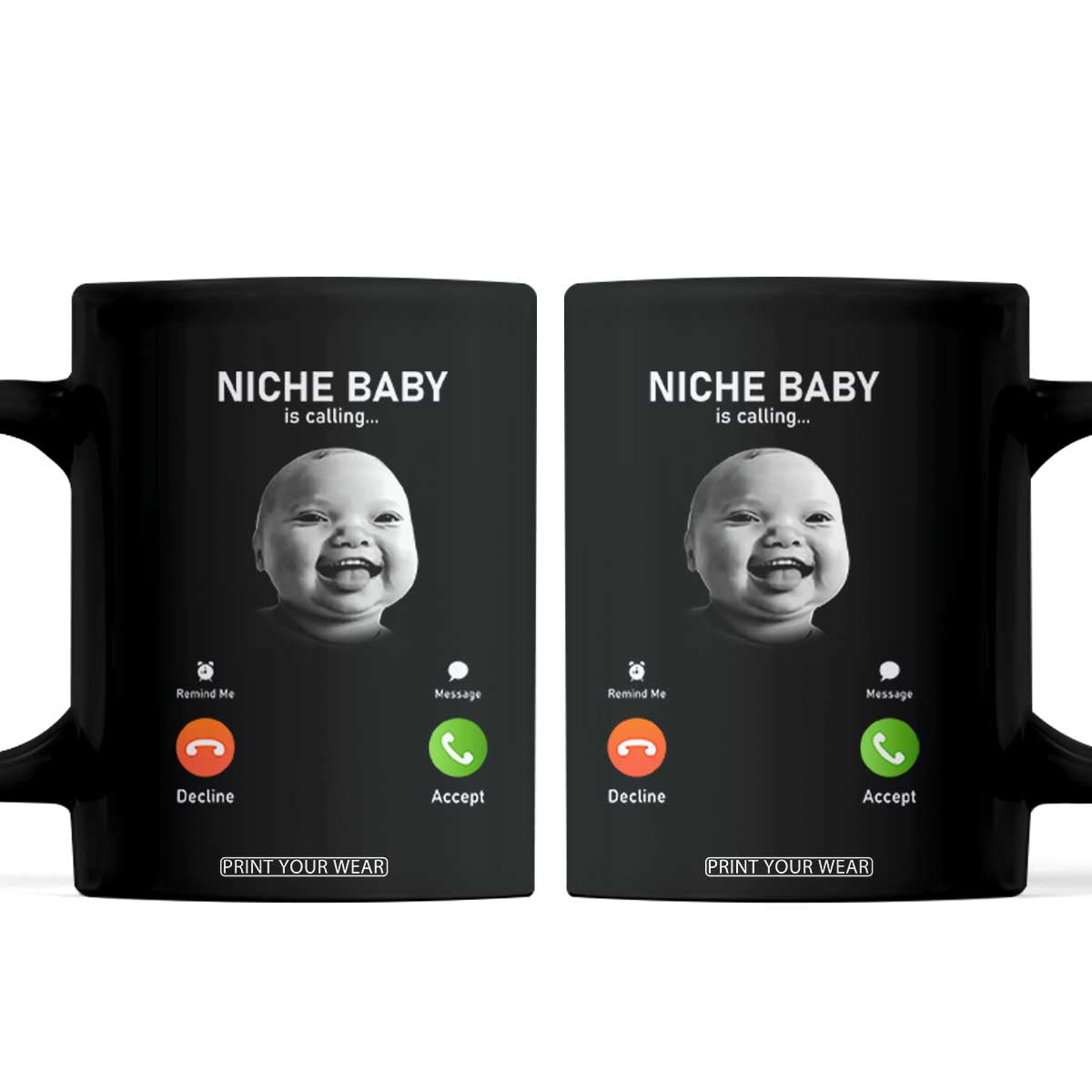 Funny Tuff Baby Meme Coffee Mug Tell Em Son AI Niche Baby Motion Holding Laugh TS02 Black Print Your Wear