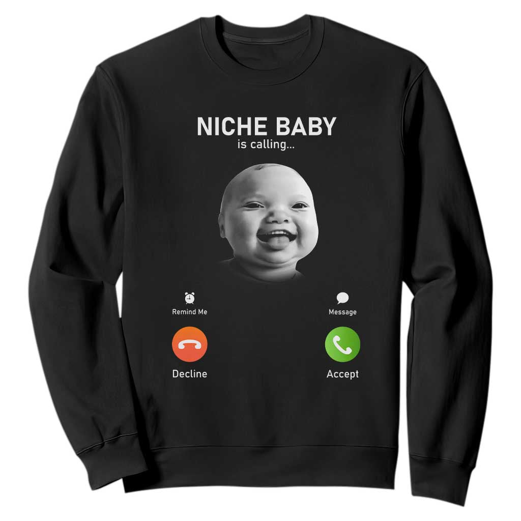 Funny Tuff Baby Meme Sweatshirt Tell Em Son AI Niche Baby Motion Holding Laugh TS02 Black Print Your Wear