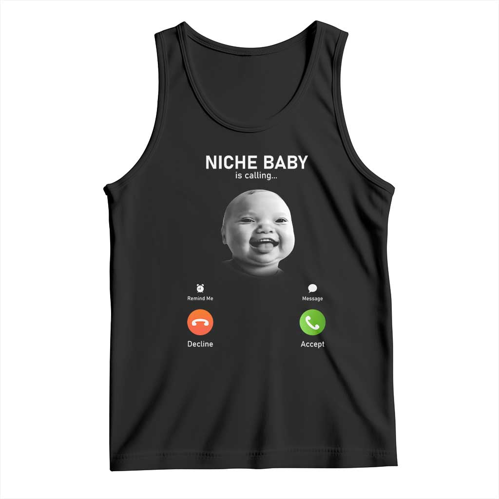 Funny Tuff Baby Meme Tank Top Tell Em Son AI Niche Baby Motion Holding Laugh TS02 Black Print Your Wear