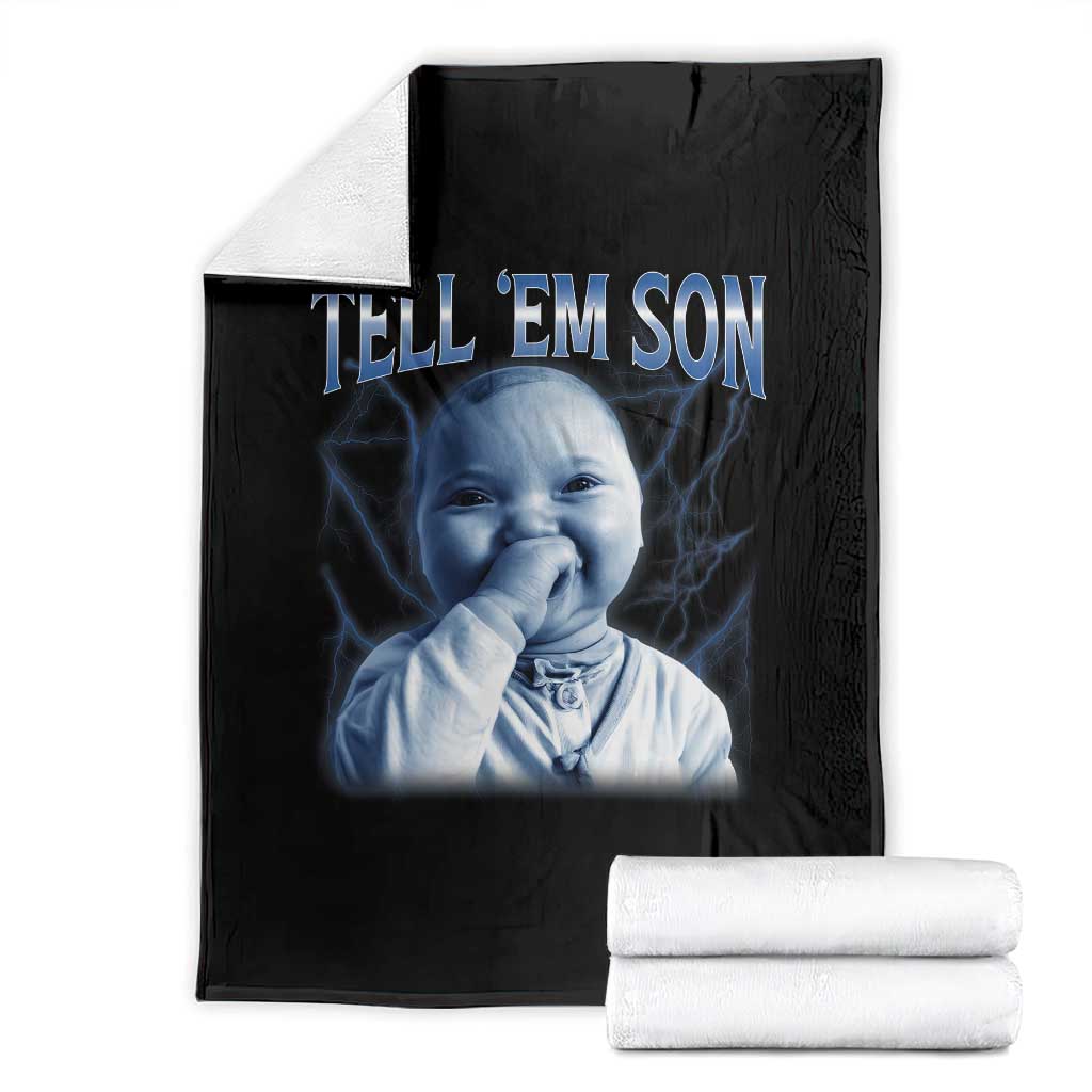 Funny Giggling Niche Baby Is Calling Throw Blanket Tuff Baby AI Laughing Gen Alpha Meme TS02 Black Print Your Wear