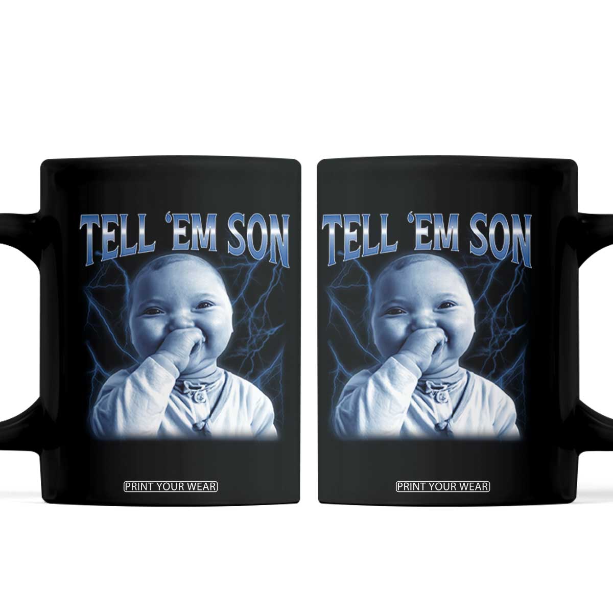 Funny Giggling Niche Baby Is Calling Coffee Mug Tuff Baby AI Laughing Gen Alpha Meme TS02 Black Print Your Wear