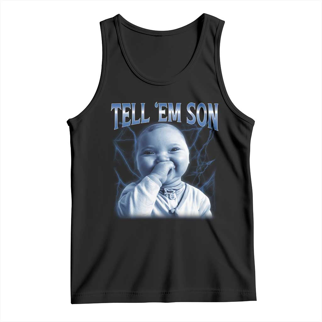 Funny Giggling Niche Baby Is Calling Tank Top Tuff Baby AI Laughing Gen Alpha Meme TS02 Black Print Your Wear