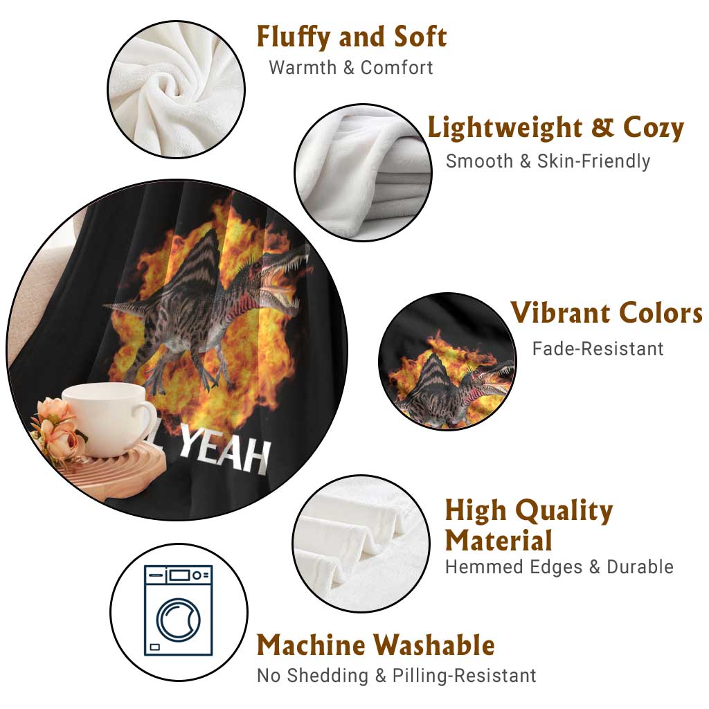 Spinosaurus Racha Explosion Hell Yeah Throw Blanket Dinosaur Shrieks Meme Funny Prehistoric Fire Blast TS02 Print Your Wear