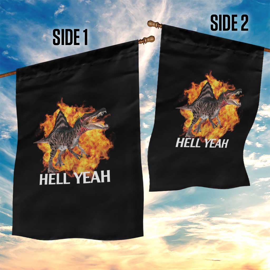Spinosaurus Racha Explosion Hell Yeah Garden Flag Dinosaur Shrieks Meme Funny Prehistoric Fire Blast TS02 Print Your Wear