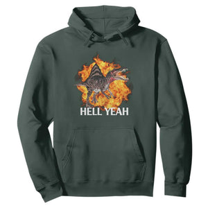 Spinosaurus Racha Explosion Hell Yeah Hoodie Dinosaur Shrieks Meme Funny Prehistoric Fire Blast TS02 Dark Forest Green Print Your Wear