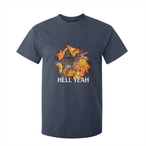 Spinosaurus Racha Explosion Hell Yeah T Shirt For Kid Dinosaur Shrieks Meme Funny Prehistoric Fire Blast TS02 Navy Print Your Wear