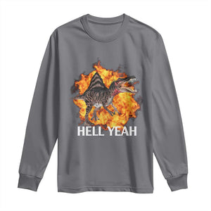 Spinosaurus Racha Explosion Hell Yeah Long Sleeve Shirt Dinosaur Shrieks Meme Funny Prehistoric Fire Blast TS02 Charcoal Print Your Wear