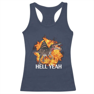 Spinosaurus Racha Explosion Hell Yeah Racerback Tank Top Dinosaur Shrieks Meme Funny Prehistoric Fire Blast TS02 Navy Print Your Wear