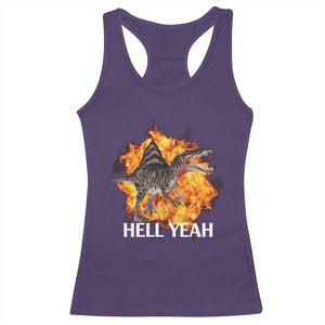 Spinosaurus Racha Explosion Hell Yeah Racerback Tank Top Dinosaur Shrieks Meme Funny Prehistoric Fire Blast TS02 Purple Print Your Wear
