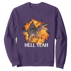 Spinosaurus Racha Explosion Hell Yeah Sweatshirt Dinosaur Shrieks Meme Funny Prehistoric Fire Blast TS02 Purple Print Your Wear