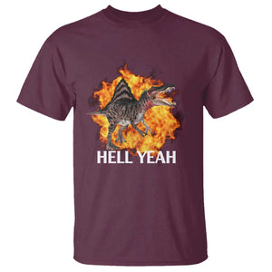 Spinosaurus Racha Explosion Hell Yeah T Shirt Dinosaur Shrieks Meme Funny Prehistoric Fire Blast TS02 Maroon Print Your Wear