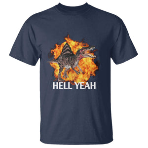 Spinosaurus Racha Explosion Hell Yeah T Shirt Dinosaur Shrieks Meme Funny Prehistoric Fire Blast TS02 Navy Print Your Wear