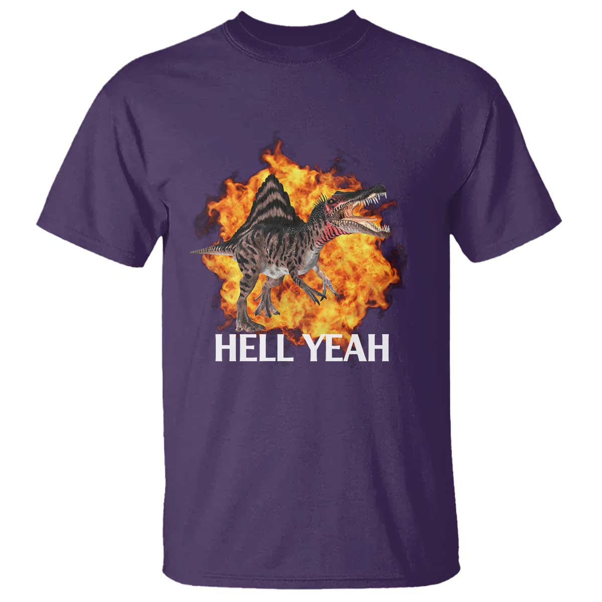 Spinosaurus Racha Explosion Hell Yeah T Shirt Dinosaur Shrieks Meme Funny Prehistoric Fire Blast TS02 Purple Print Your Wear