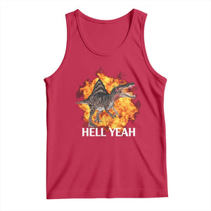 Spinosaurus Racha Explosion Hell Yeah Tank Top Dinosaur Shrieks Meme Funny Prehistoric Fire Blast TS02 Red Print Your Wear