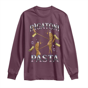 Rigatoni Pasta Lover Marcus The Worm Long Sleeve Shirt Retro 90s Bootleg Weird Meme Internet Humor TS02 Maroon Print Your Wear