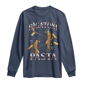 Rigatoni Pasta Lover Marcus The Worm Long Sleeve Shirt Retro 90s Bootleg Weird Meme Internet Humor TS02 Navy Print Your Wear