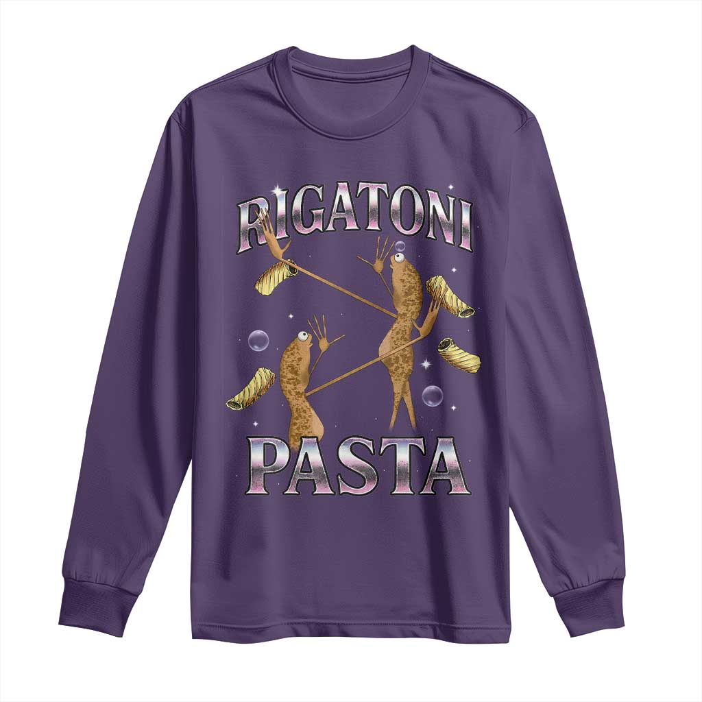 Rigatoni Pasta Lover Marcus The Worm Long Sleeve Shirt Retro 90s Bootleg Weird Meme Internet Humor TS02 Purple Print Your Wear