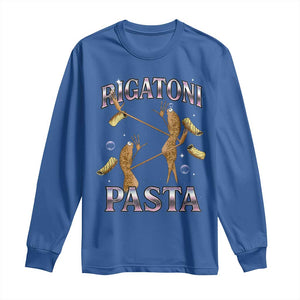 Rigatoni Pasta Lover Marcus The Worm Long Sleeve Shirt Retro 90s Bootleg Weird Meme Internet Humor TS02 Royal Blue Print Your Wear
