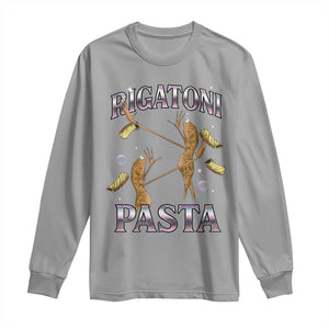 Rigatoni Pasta Lover Marcus The Worm Long Sleeve Shirt Retro 90s Bootleg Weird Meme Internet Humor TS02 Sport Gray Print Your Wear