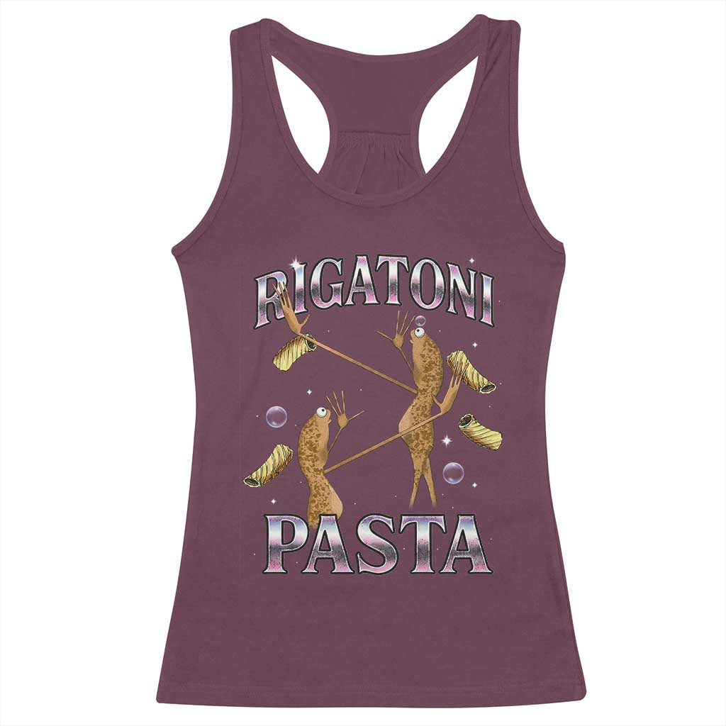 Rigatoni Pasta Lover Marcus The Worm Racerback Tank Top Retro 90s Bootleg Weird Meme Internet Humor TS02 Maroon Print Your Wear
