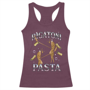 Rigatoni Pasta Lover Marcus The Worm Racerback Tank Top Retro 90s Bootleg Weird Meme Internet Humor TS02 Maroon Print Your Wear