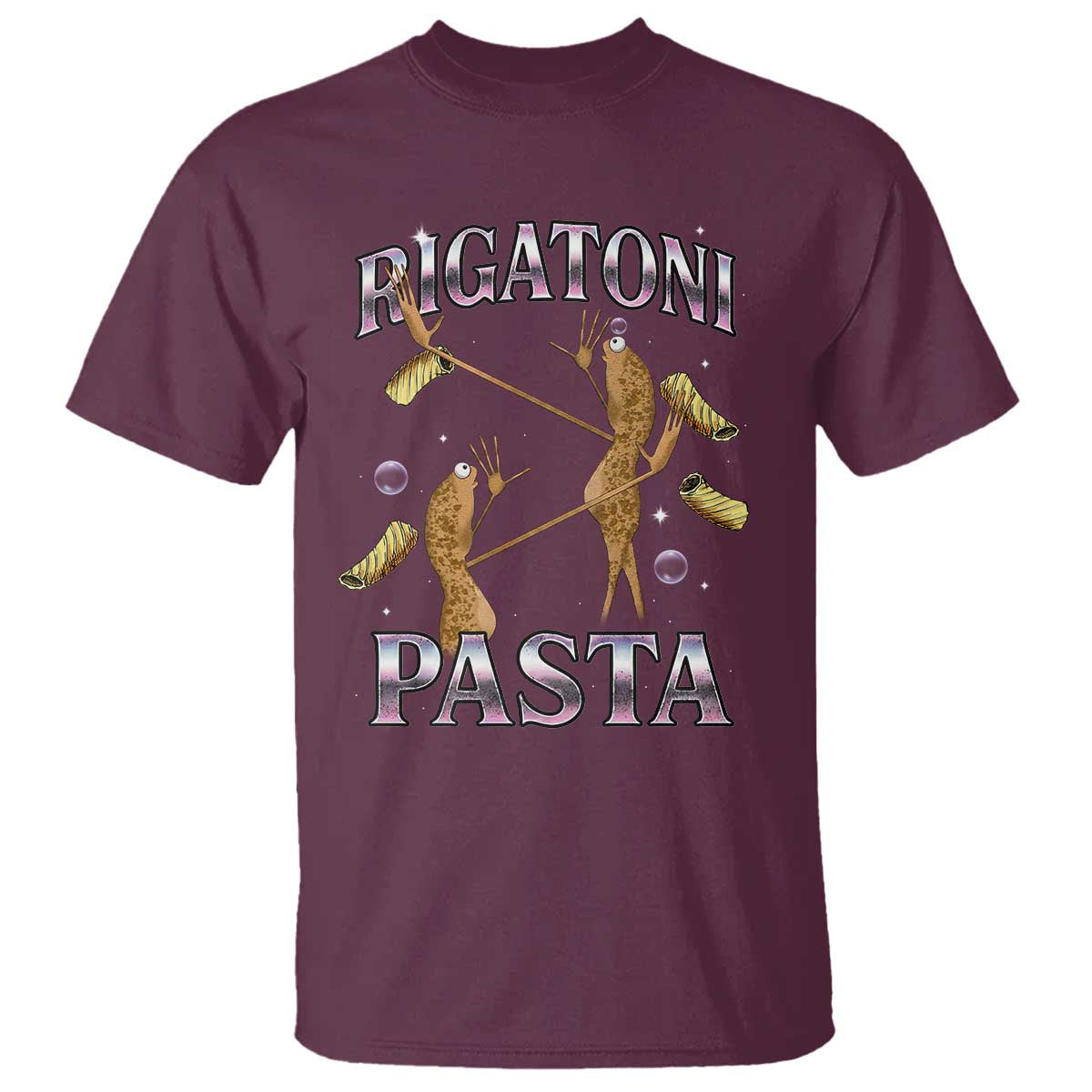 Rigatoni Pasta Lover Marcus The Worm T Shirt Retro 90s Bootleg Weird Meme Internet Humor TS02 Maroon Print Your Wear