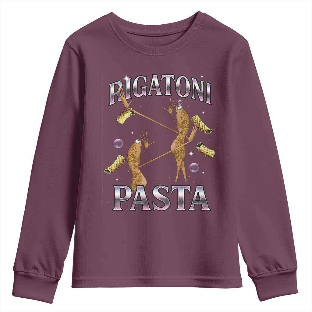 Rigatoni Pasta Lover Marcus The Worm Youth Sweatshirt Retro 90s Bootleg Weird Meme Internet Humor TS02 Maroon Print Your Wear