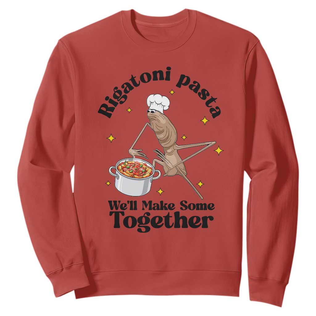 Rigatoni Pasta Chef Marcus The Worm Sweatshirt We'll Make Some Together Wholesome Weird Meme TS02 Red Print Your Wear