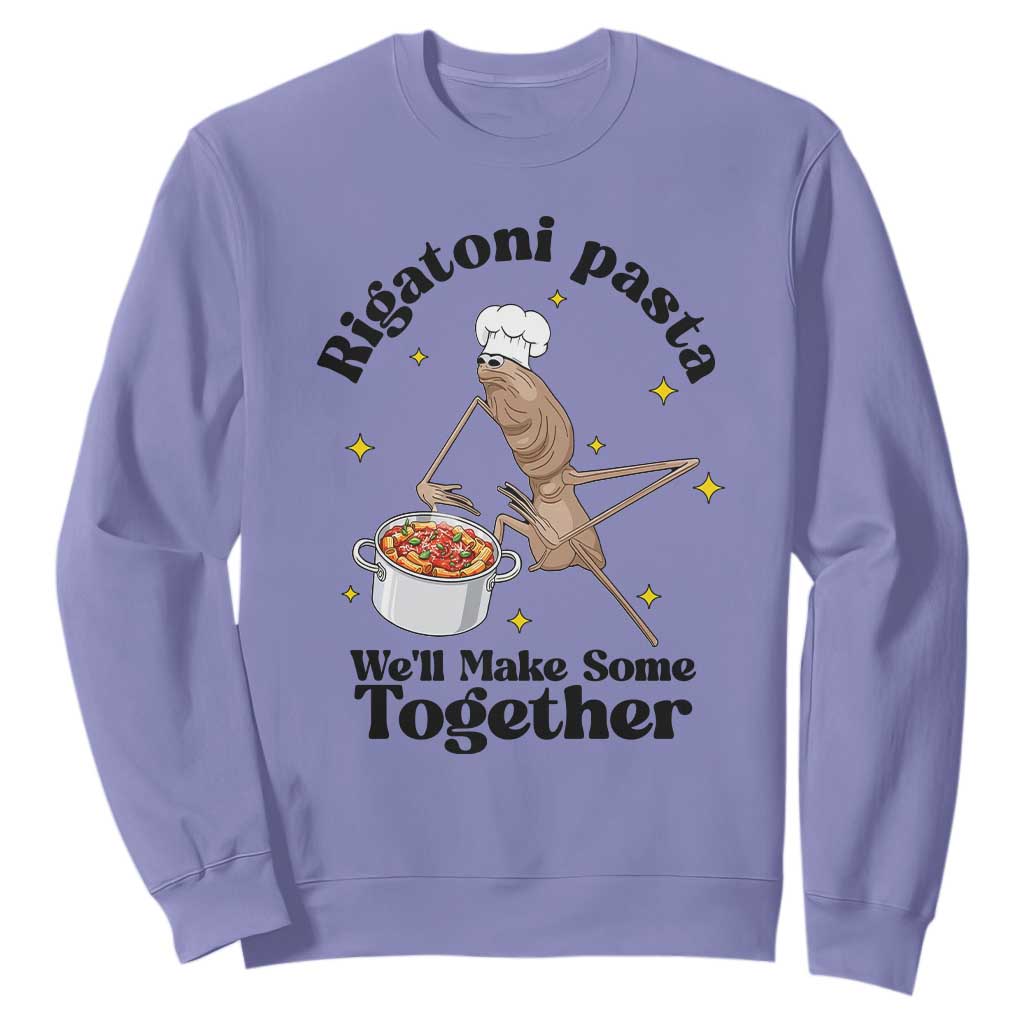 Rigatoni Pasta Chef Marcus The Worm Sweatshirt We'll Make Some Together Wholesome Weird Meme TS02 Violet Print Your Wear