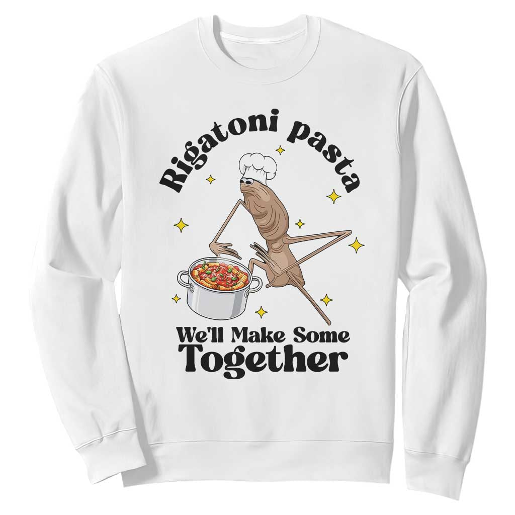 Rigatoni Pasta Chef Marcus The Worm Sweatshirt We'll Make Some Together Wholesome Weird Meme TS02 White Print Your Wear