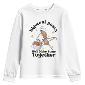 Rigatoni Pasta Chef Marcus The Worm Youth Sweatshirt We'll Make Some Together Wholesome Weird Meme TS02 White Print Your Wear