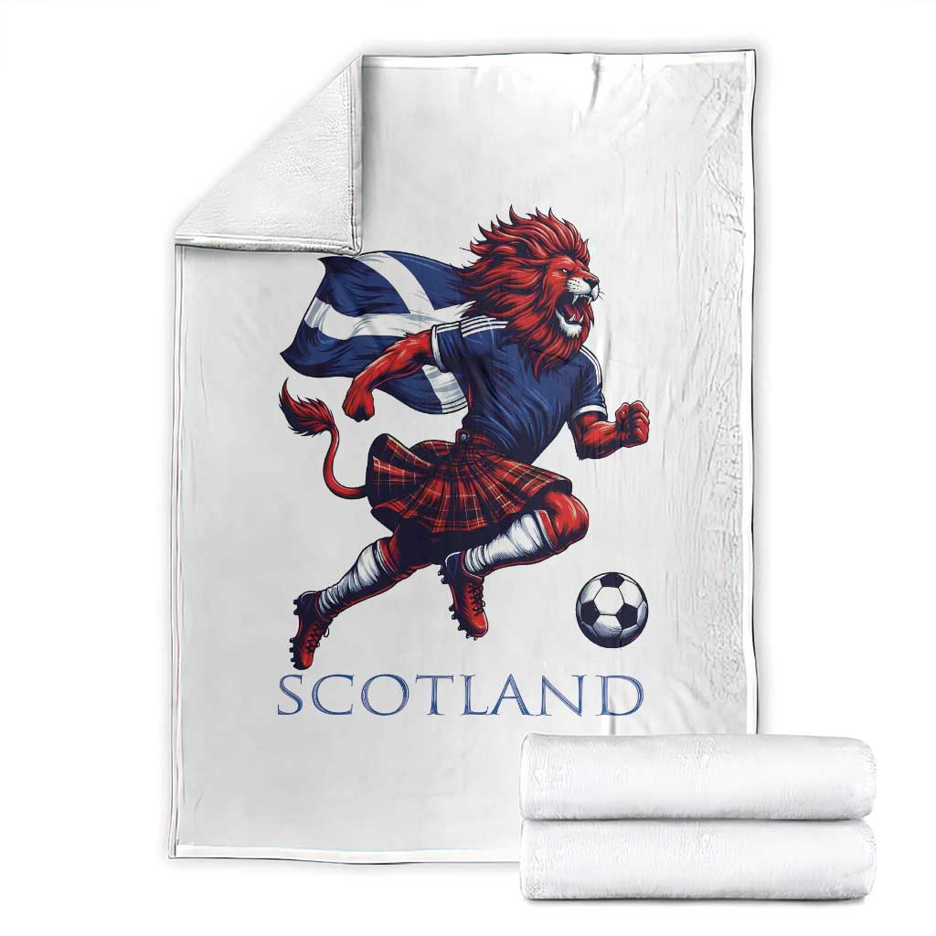 Scottish Lion Football Throw Blanket Brave Lion in Kilt with Flag Cape Pride TS02 White Print Your Wear