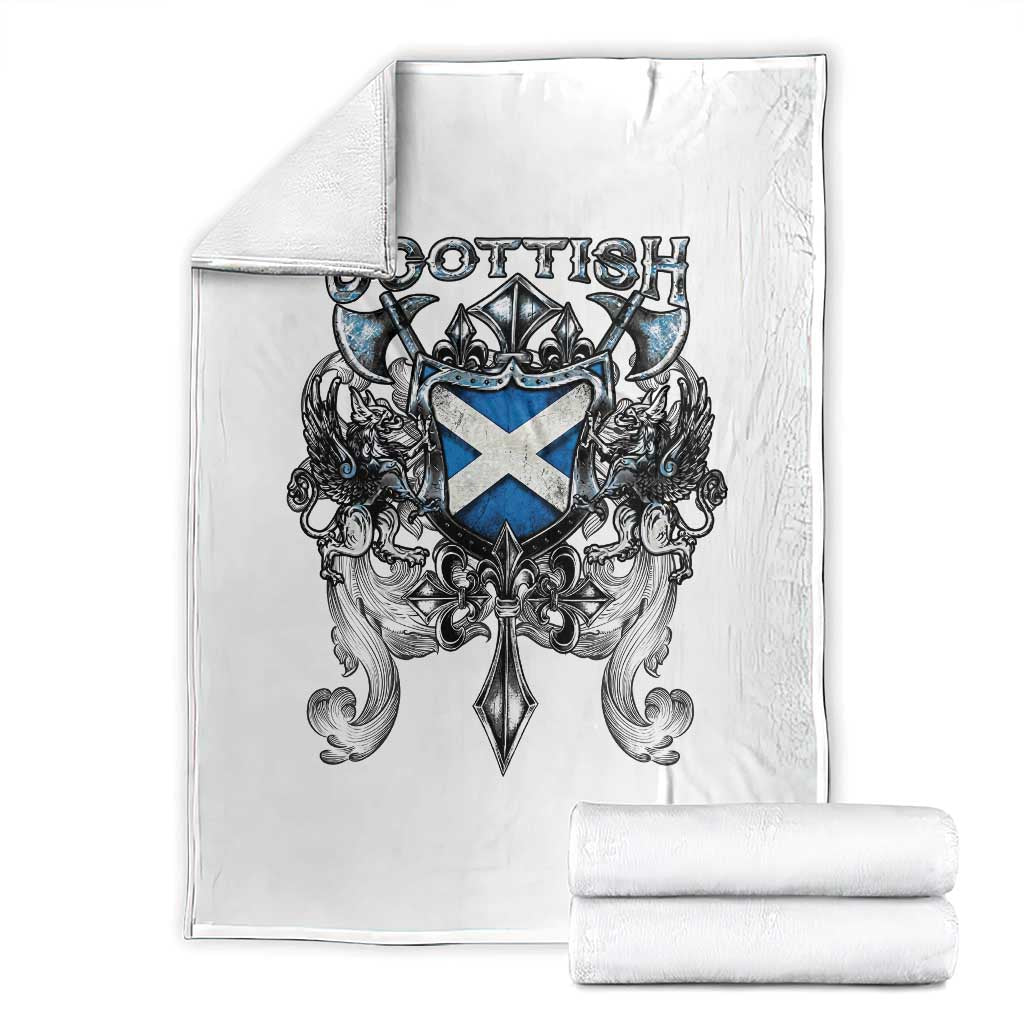 Scottish Heritage Crest Gothic Throw Blanket Medieval Flag and Sword Celtic Pride TS02 White Print Your Wear