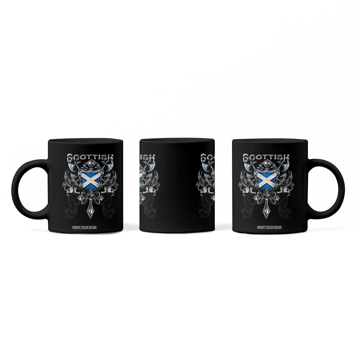 Scottish Heritage Crest Gothic Coffee Mug Medieval Flag and Sword Celtic Pride TS02 Print Your Wear