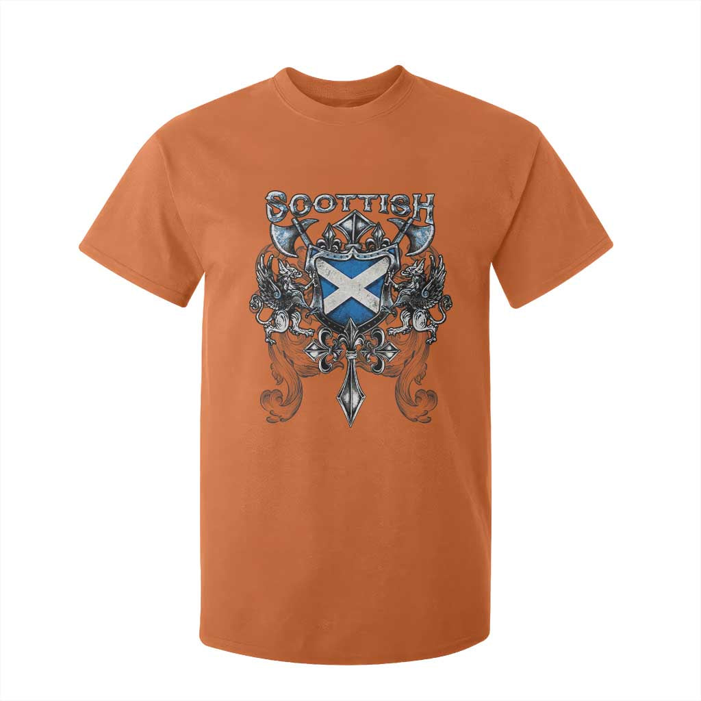 Scottish Heritage Crest Gothic T Shirt For Kid Medieval Flag and Sword Celtic Pride TS02 Orange Print Your Wear